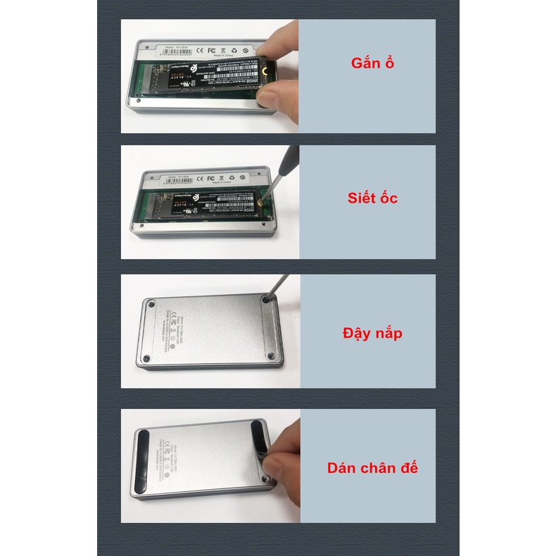 Box ổ cứng SSD NVMe M.2 Thunderbolt 3 40Gbps tốc độ cao - (M.2 NVME 2280 SSD enclosure Thunderbolt 3 )