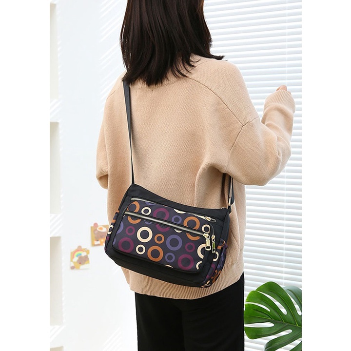 TÚI HỌA TIẾT VẢI DÙ OXFORD NHIỀU NGĂN, CHỐNG THẤM NƯỚC, CHỐNG XƯỚC CAO CẤP SIZE 28CM TUI-105