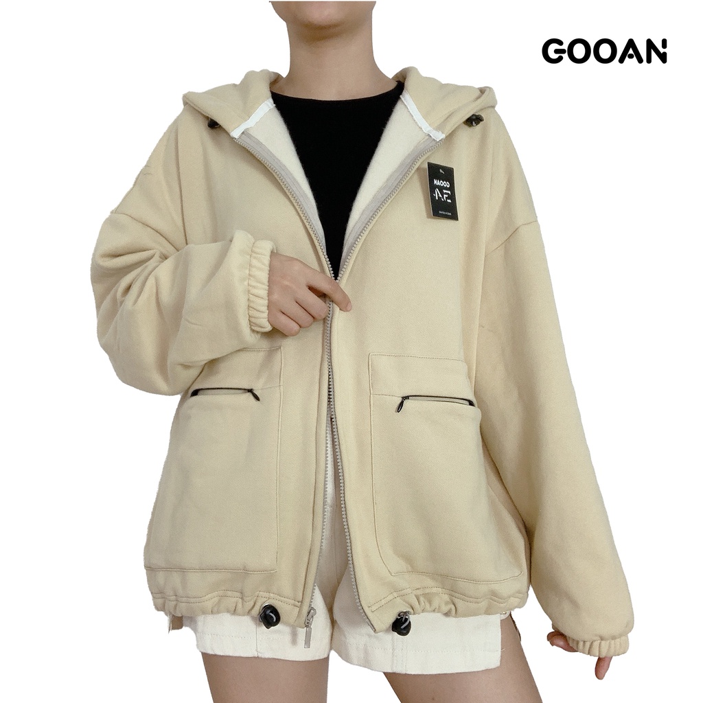 Áo khoác nữ nỉ chống nắng form rộng Popy ulzzang unisex -Gooan