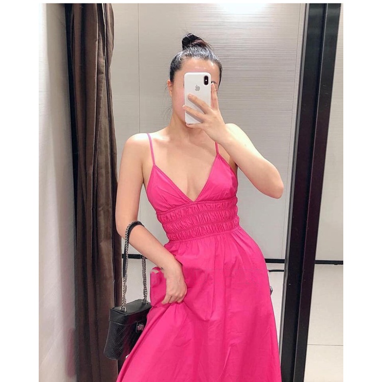 Zara Đầm Lụa Mỏng Dáng Rộng Co Giãn Tốt Có Thể Điều Chỉnh Cho Mùa Hè