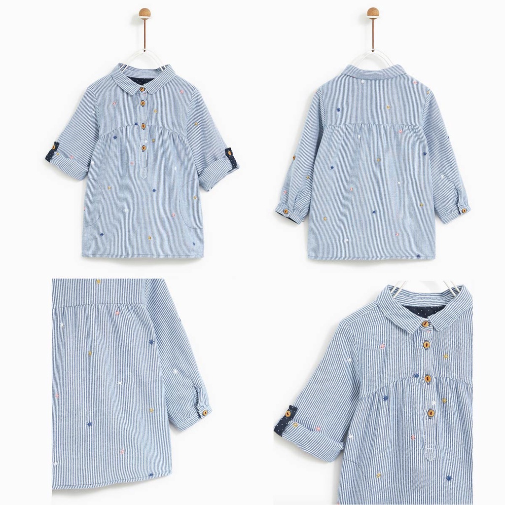 Đầm vải tay dài Zara bé gái. Hàng XK, made in cambodia chuẩn xịn