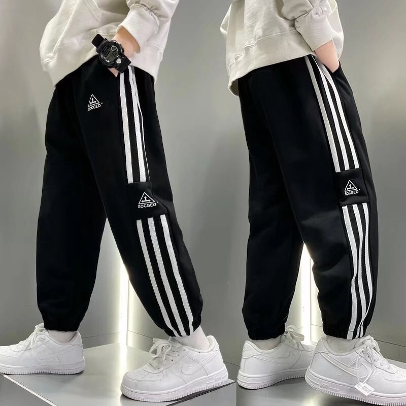 Quần bo ống BXPB cotton kẻ sọc thể thao thoải mái cho bé trai 4-15 tuổi