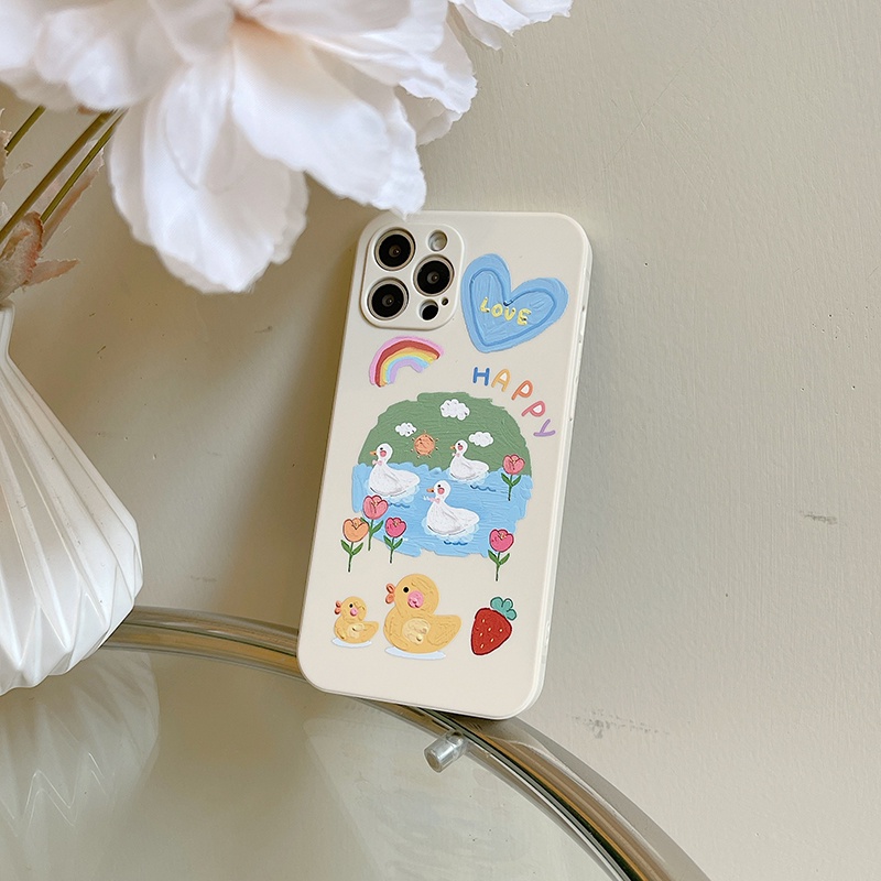Ốp điện thoại tpu mềm in vịt sơn dầu thích hợp cho iPhone 11 Pro Max X Xr Xs Max 7 8 Plus Se 2020 12 13 pro max mini