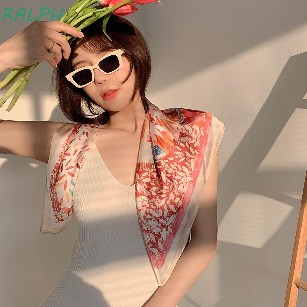 Khăn choàng cổ hình vuông bằng lụa in họa tiết hoa sang trọng phong cách cổ điển thời trang đi biển cho nữ