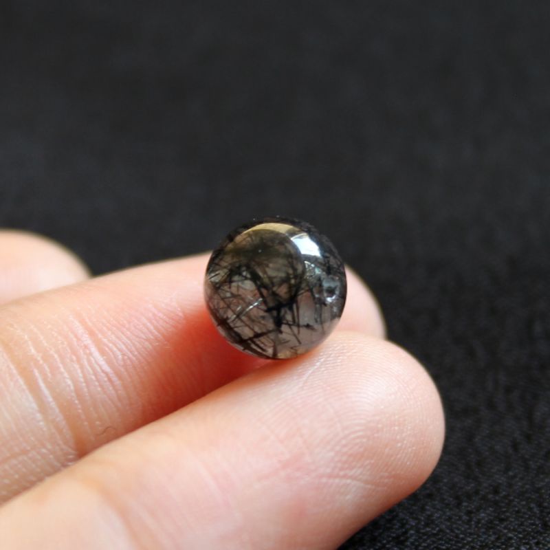 Hạt đá(TA) tóc đen 8li làm mặt nhẫn mặt dây chuyền vòng tay