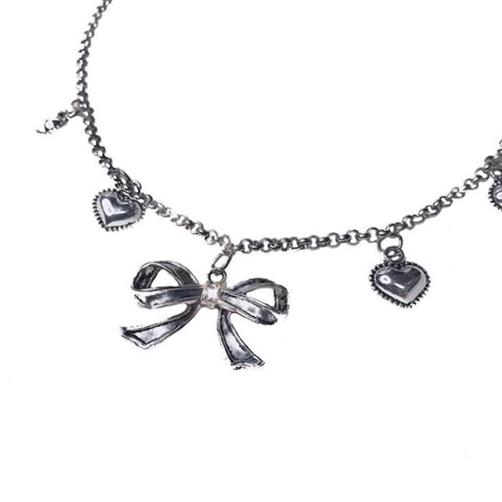 [Mã FASHIONCB232 hoàn tối đa 15K xu đơn 50K] Dây chuyền nữ mặt hình nơ trái tim phong cách retro Hàn Quốc xinh xắn | BigBuy360 - bigbuy360.vn