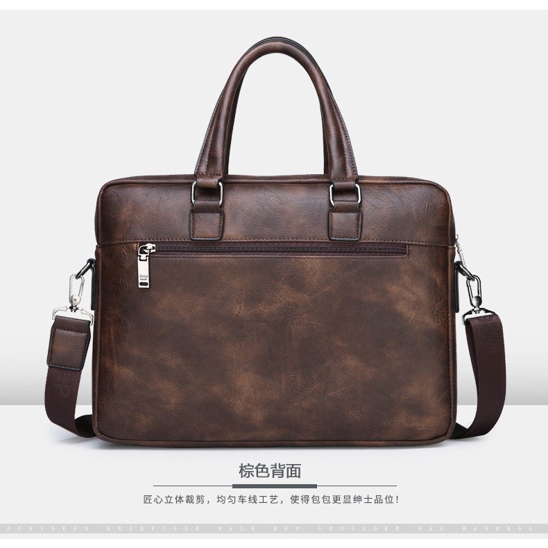 Túi xách cặp da bò công sở JEEP BULUO T20 39x28x6cmđựng laptop 14inch (Nâu đậm-Nâu sáng-Đen)  ) | BigBuy360 - bigbuy360.vn