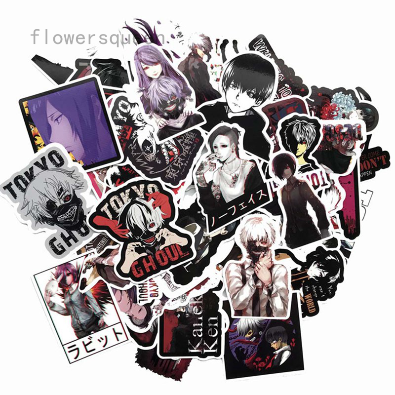 flowersqueen Set 52 Nhãn Dán Trang Trí Hình Nhân Vật Hoạt Hình Tokyo Ghoul