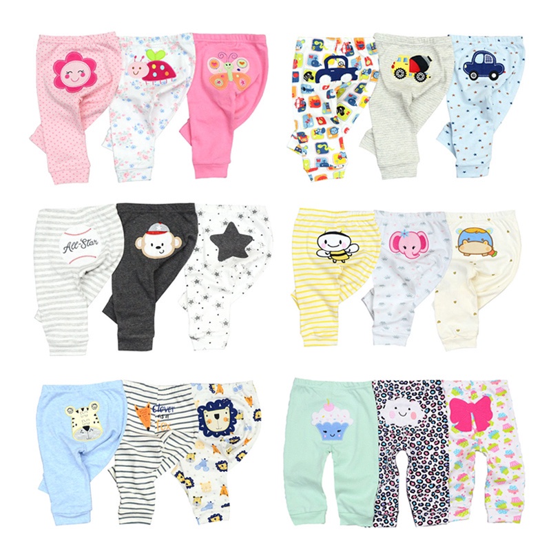 3 Cái / lốc Quần sơ sinh Phim hoạt hình Bốn Mùa Bé 100% cotton Mềm mại Quần bé gái Quần bé trai Quần 0-24M