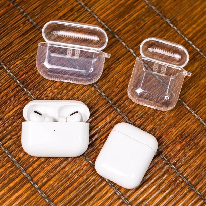 Ốp lưng Case chống sốc Eirpods 2, Pro trong suốt móc khóa nhôm, hỏa tốc HCM 30 phút
