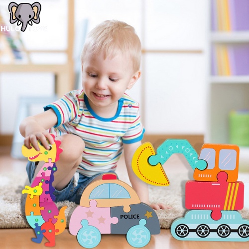 Đồ Chơi Xếp Hình Gỗ, Tranh Ghép Gỗ 3D Hulo Toys Nhiều Chi Tiết, Đồ Chơi Phát Triển Trí Tuệ Cho Bé Yêu