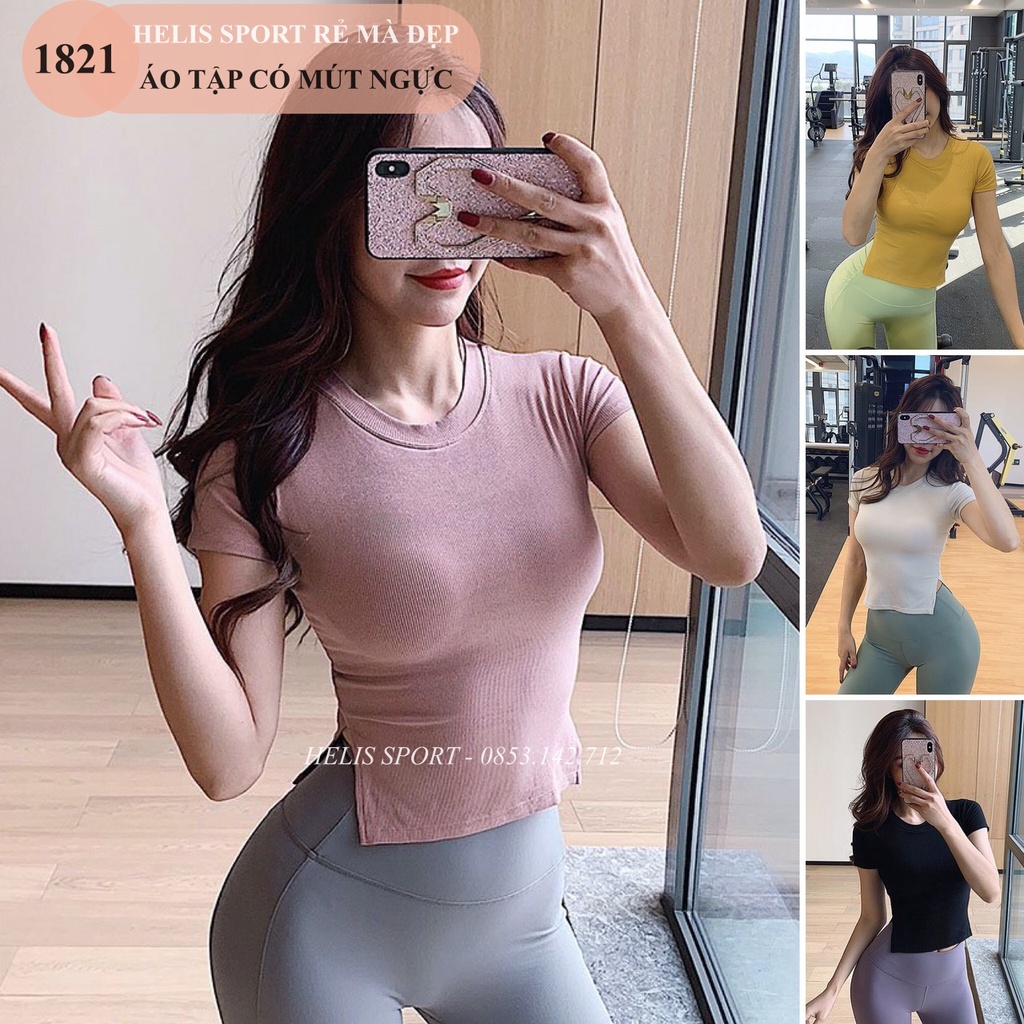 Áo thun gym nữ ❤️CÓ MÚT NGỰC❤️ áo thể thao ngắn tay nữ co giãn thoải mái vải mịn mát bền đẹp cho nữ 𝐆𝐘𝐌𝐒𝐓𝐎𝐑𝐄 1821
