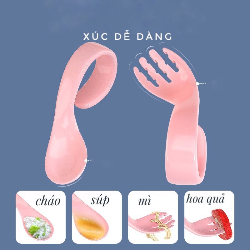 Thìa tập xúc, set Muỗn nĩa tập xúc cho bé tập ăn MISUTA chính hãng