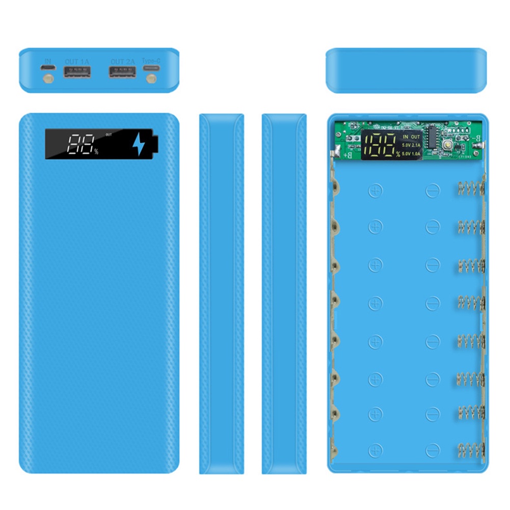 Vỏ Pin Sạc Dự Phòng Micro USB Type-C 18650 Màn Hình LCD DIY Ốp