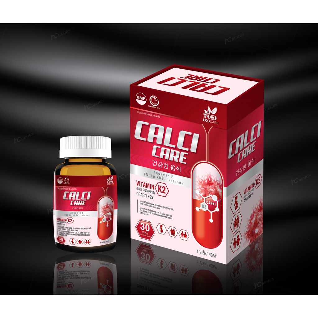 Viên uống bổ xung can xi Calci Care Bổ xung canxi và vitamin D3 cho cơ thể giúp xương chắc khỏe Hộp 30 viên
