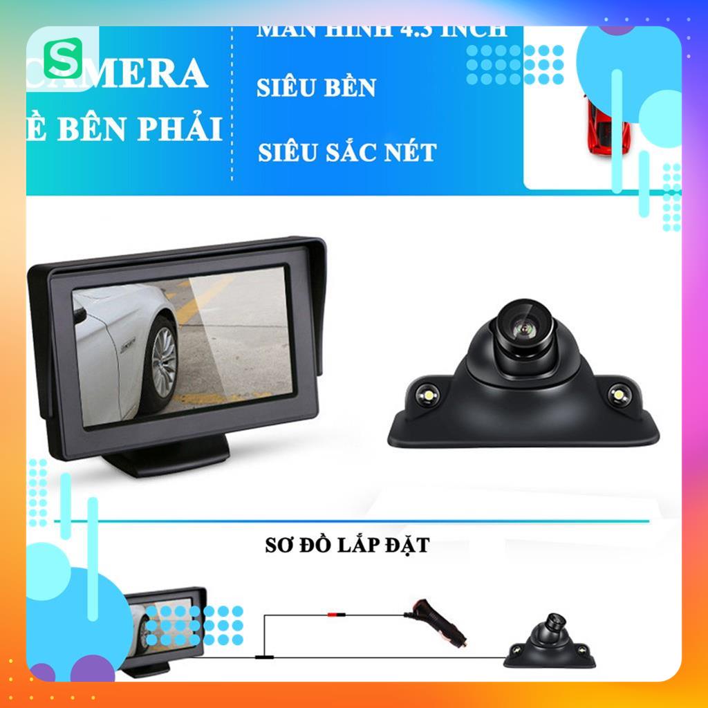 Camera Cặp Lề Ô Tô - ( Combo Màn Hình 4.3 LCD + Camera Căn Lề Không Cần Khoan Gương ) MSP69973 MSP21235