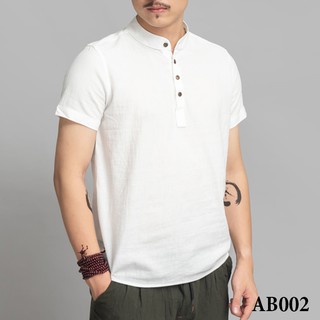 Áo thun nam cổ tàu vải đũi Thời Trang Vải Đũi (Linen) Cao Cấp