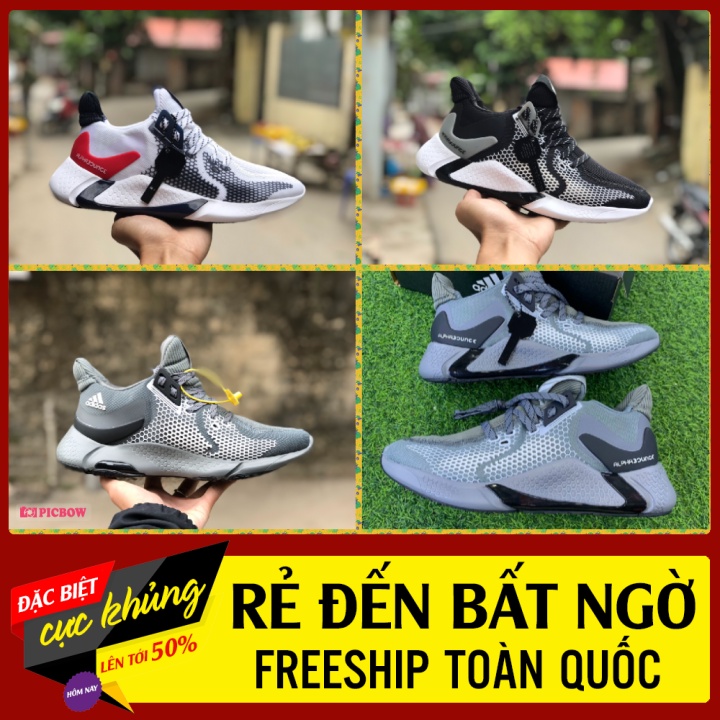 Giày thể thao Anpha bâu 2020 Trắng đỏ cho nam nữ kèm Box, tất khử mùi, đóng hộp cattong bảo vệ
