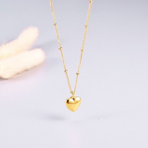 Dây Chuyền Bi Mặt Trái Tim Titan Ko Đen TT 3318