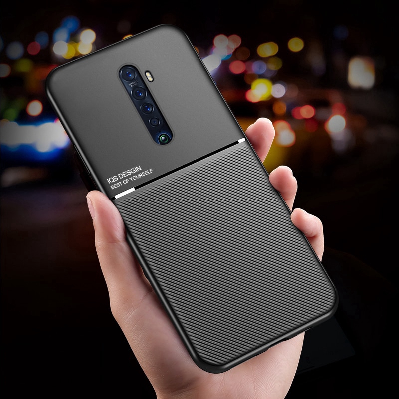 Oppo Reno 2 Casing Shockproof Soft Silicone Skin Back Case【Build In Magnetic Sticker 】Support Car Holder Protective Cover