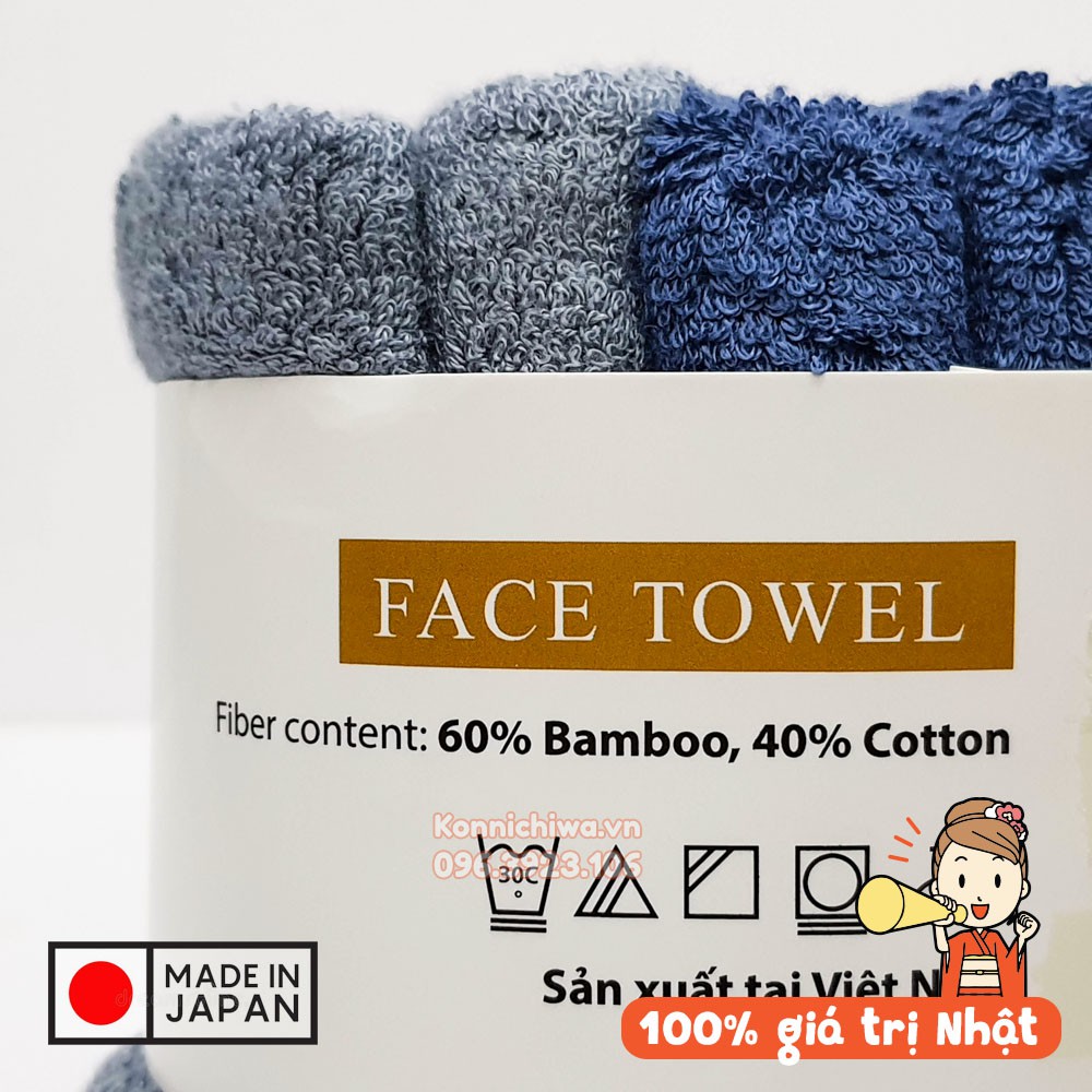 Khăn mặt sợi tre kháng khuẩn IVY công nghệ Nhật Bản mềm mại và khử mùi hôi tốt hơn cotton