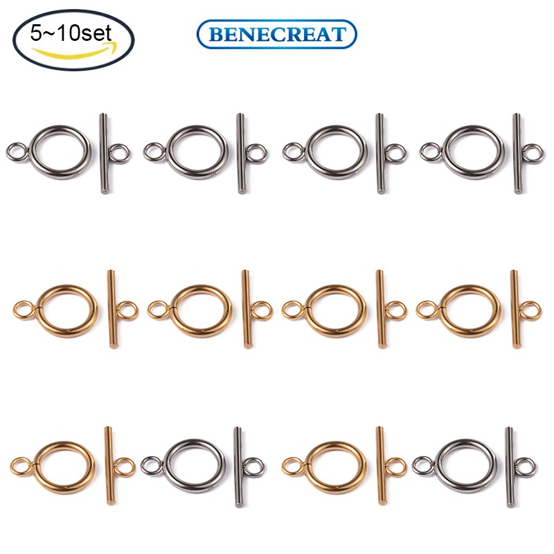 1~10 Set móc nhẫn BENECREAT bằng thép không gỉ 304 mạ màu