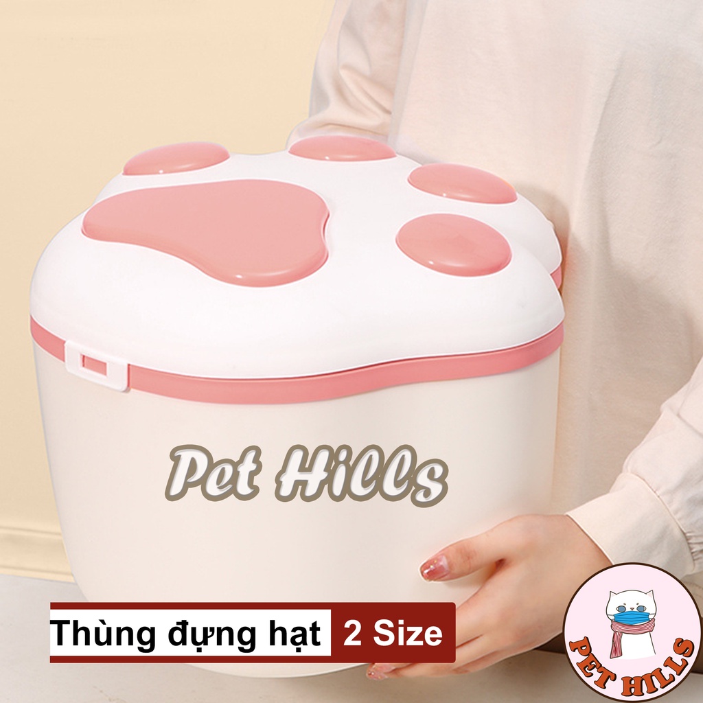 Thùng đựng hạt 3-8kg hình bàn chân cho mèo tặng kèm muỗng xúc hạt
