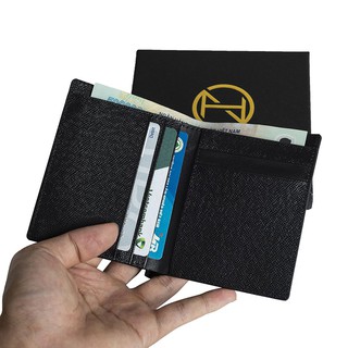 Ví da bò Hanama Note 4 đen ( dáng đứng )