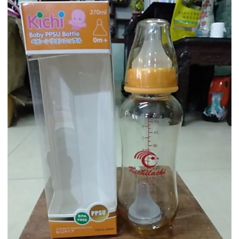 Bình sữa PPSU- kichilachi 270ml nhập khẩu [tặng kèm 1 núm]