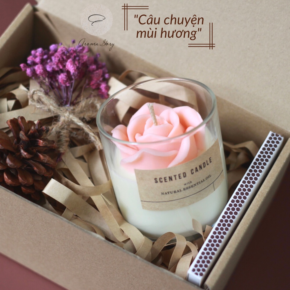 Nến Thơm &quot;be My Sweet&quot; Trang Trí Hoa Hồng Nghệ Thuật Aroma Story Size 150g