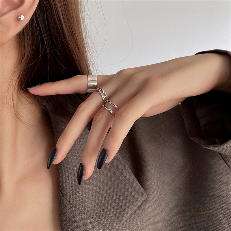 Set 3 Nhẫn Đeo Tay Kim Loại Thời Trang Nữ Tính