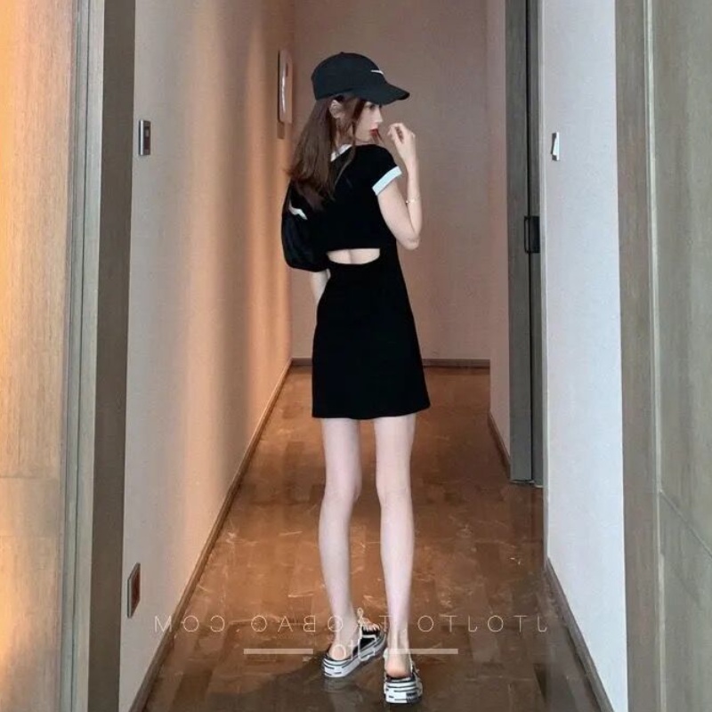 Đầm Cotton Hở Lưng Dáng Ôm Thời Trang Mùa Hè Hàn Quốc Quyến Rũ Cho Nữ