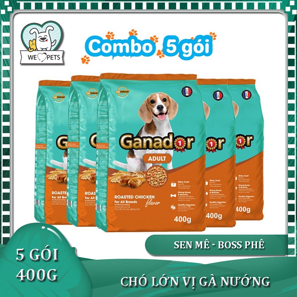 [Combo 5] Thức ăn cho chó trưởng thành Ganador vị gà nướng - Adult Roasted Chicken Flavor 400gr/gói - Lida Pet Shop