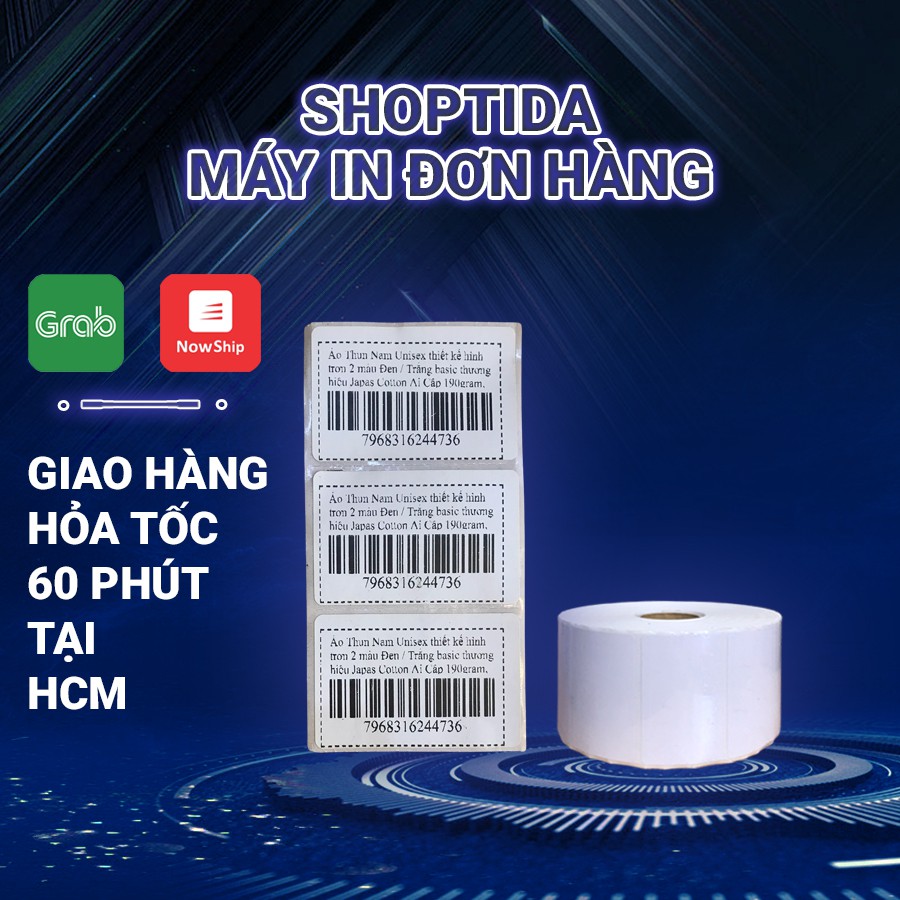 1400 tem in mini code decal dán, barcode, QR code, tem phụ sử dụng cho máy in nhiệt Shoptida SP46