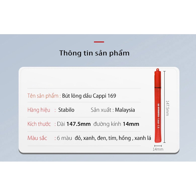 Bộ 6 bút lông dầu STABILO Cappi MarkerPen (MK169-C6)