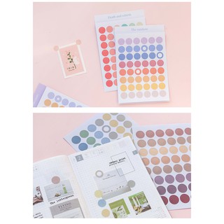 Sticker tròn pastel phong cách Hàn Quốc tinh tế siêu xinh xắn, dán trang trí planner bujo, sổ tay - stickerbosuashop