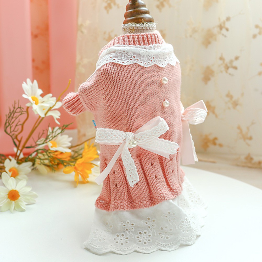 Đầm Dệt Kim Đính Ngọc Trai Giả Dễ Thương Dành Cho Thú Cưng