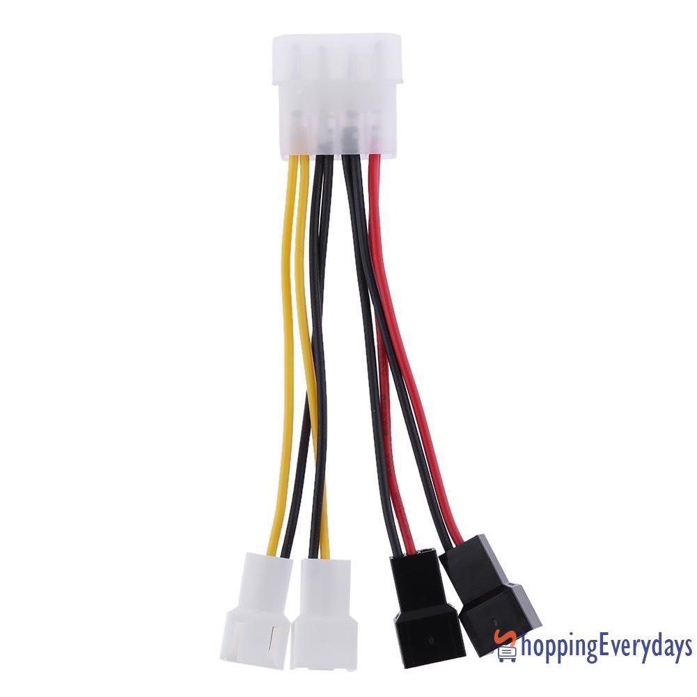 1 Dây Cáp Nguồn Quạt 4-pin Molex Sang 3-pin 12vx2 / 5vx2