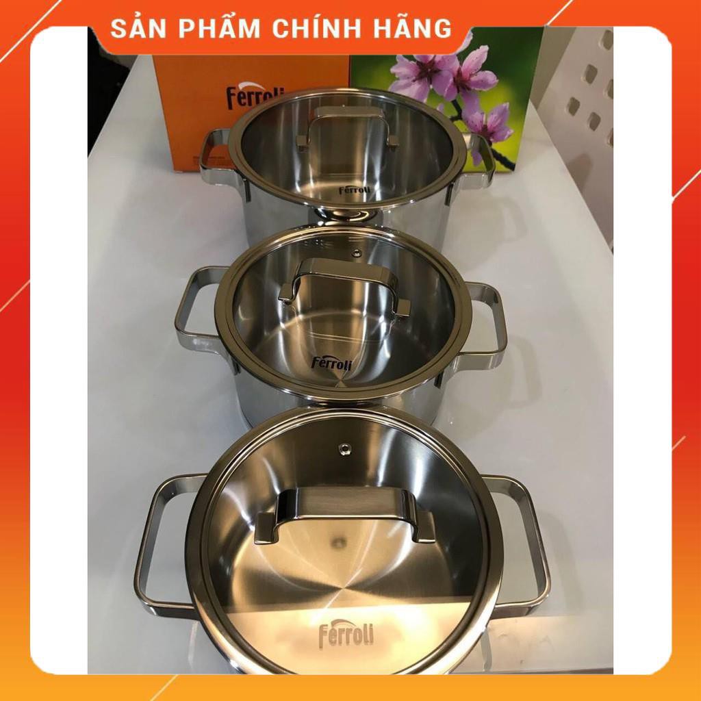 Bộ nồi Ferroli 3 món, 3 lớp cho tất cả loại bếp