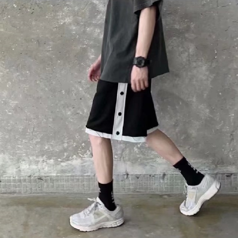 Quần Thể Thao Ống Rộng Đính Nút Bên Hông Thoải Mái Thời Trang Hàn Quốc Cho Nam