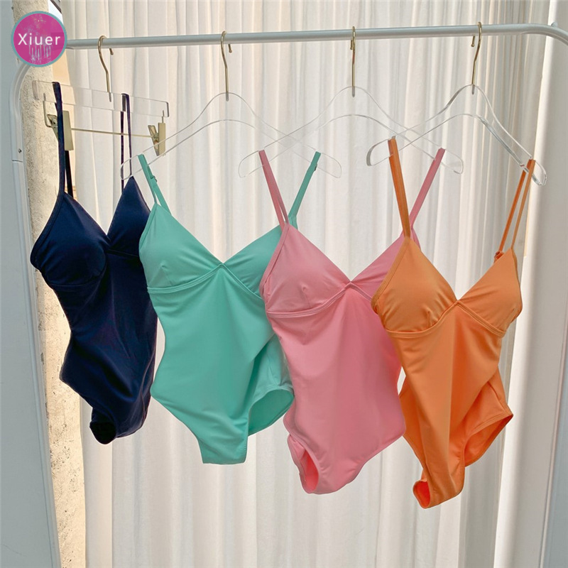 Korean style swimsuit Xuuer, sexy high waist bikini, a solid color swimsuit, with sponge chest pads#X50 | BigBuy360 - bigbuy360.vn