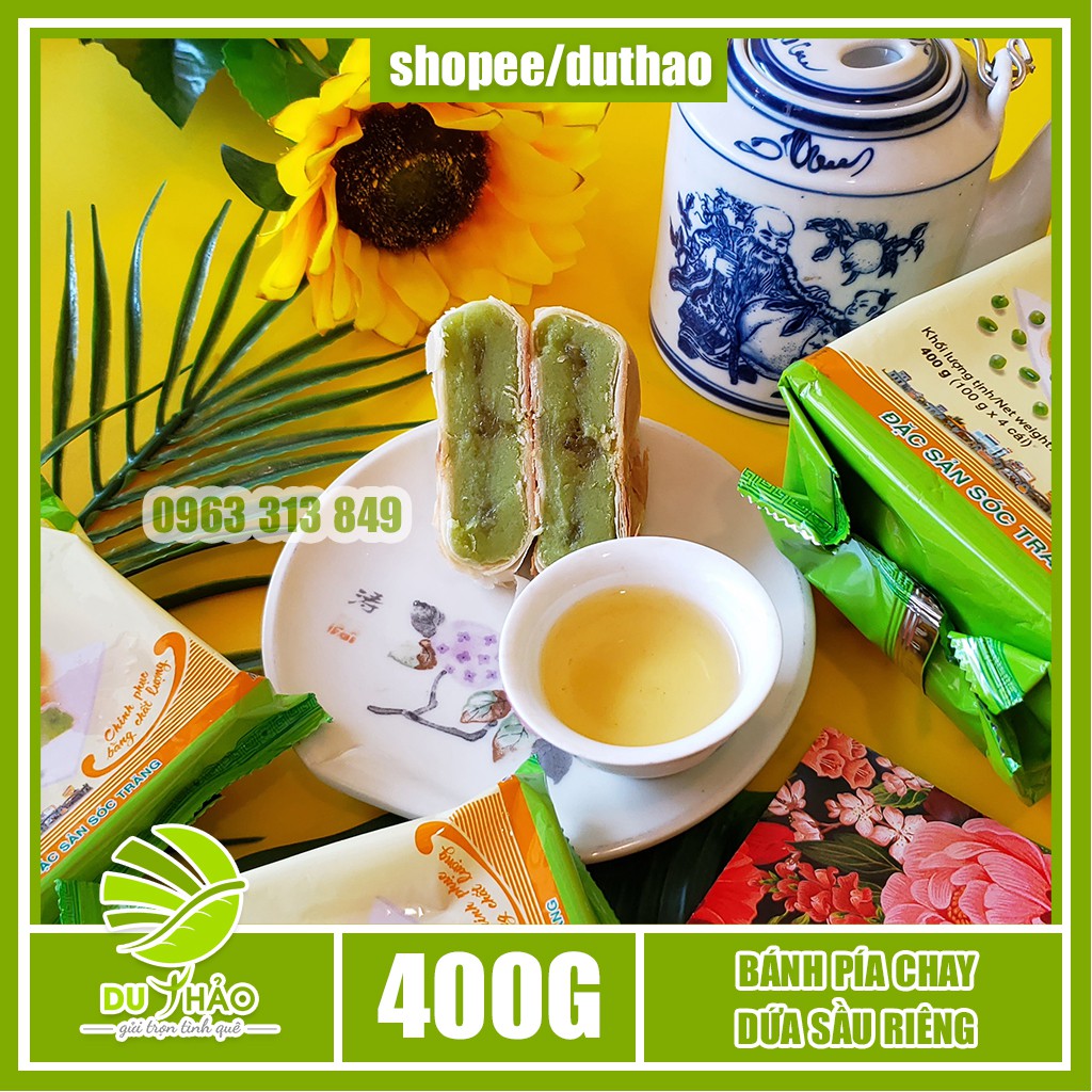 Bánh pía chay lá dứa sầu riêng Tân Huê Viên 400g
