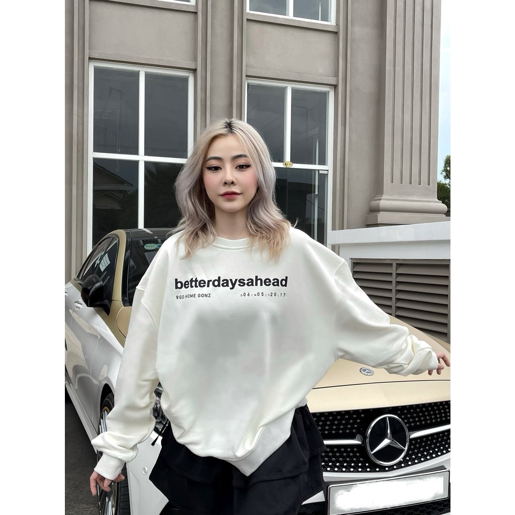 Áo Sweater Form Rộng Mùa Đông Sweater Betterdaysahead Gonz Màu Trắng