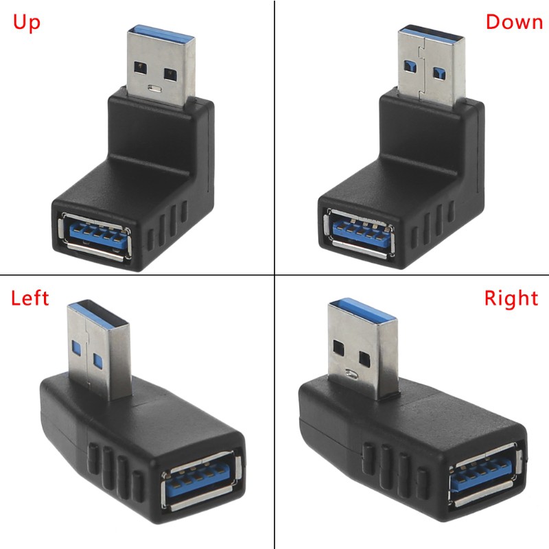zzone90˚ Left Right Angled USB 3.0 A Male To Female Connector Adapter For Laptop PC