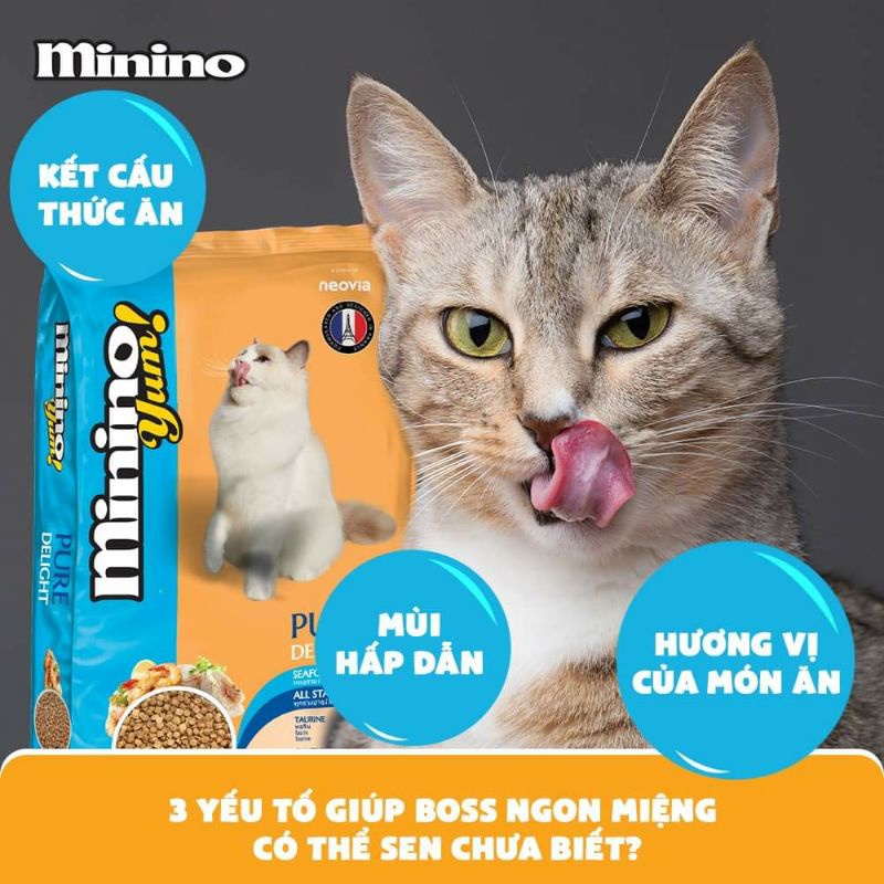 [MININO YUM HẢI SẢN] [1,5KG] Thức ăn hạt cao cấp Minino Yum cho mèo mọi lứa tuổi - Vị hải sản