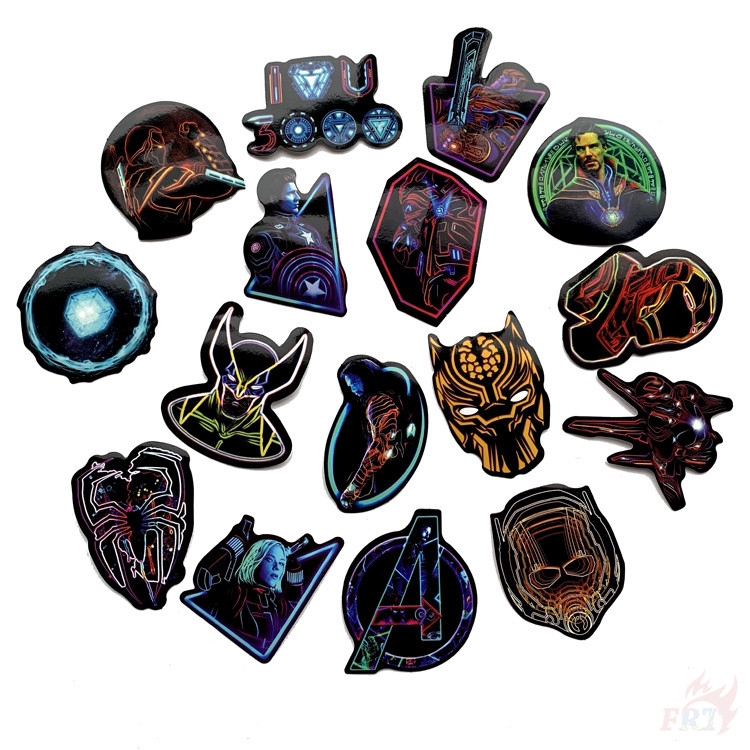 64 Nhãn dán hình siêu anh hùng Marvel màu neon dòng 02 trang trí laptop/ván trượt thời trang DIY