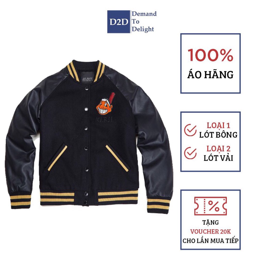 🔥 Áo Bomber M.L.B N.Y Tay Da Thêu Logo Mặt Cười Unisex Nam Nữ 🔥