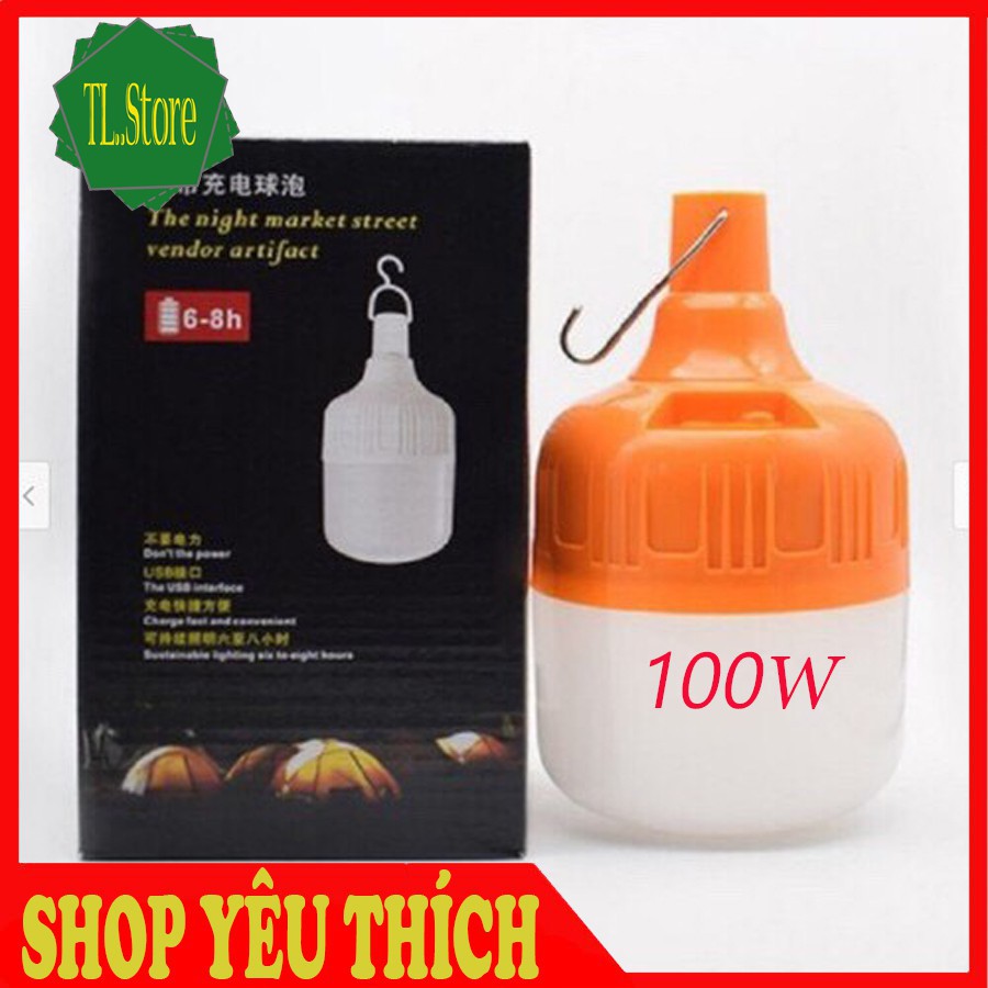 Sỉ Bóng đèn tích điện 6-8h - loại 100w sạc tích điện có móc treo