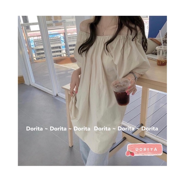 [Ảnh thật/Video] Áo trễ vai Dorita vải đũi xước, Áo váy Babydoll mặc 2 kiểu Hàn Quốc - Dorita Boutique