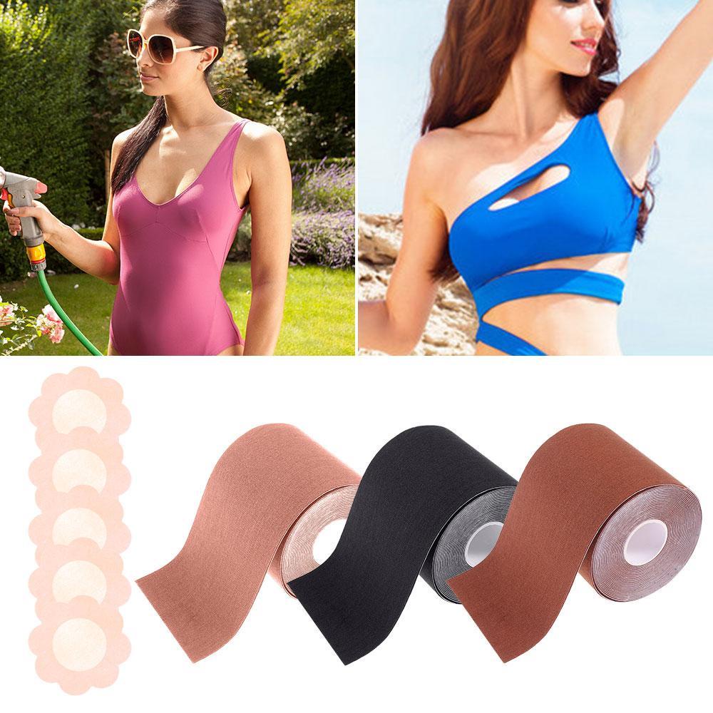 Băng dán nâng ngực vô hình không cần keo kèm miếng dán che nhũ hoa nhiều màu tùy chọn cho nữ